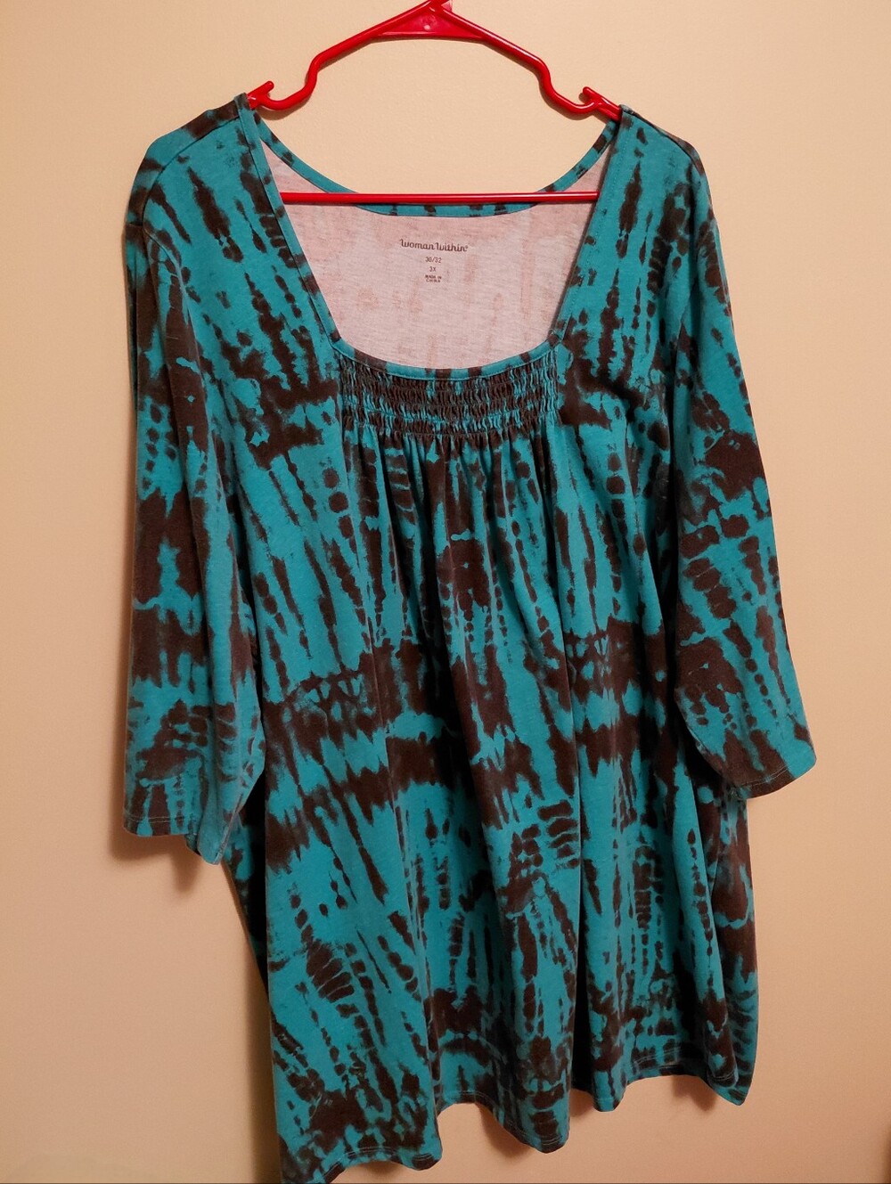 Woman Within 3X Peasant Tunic Top